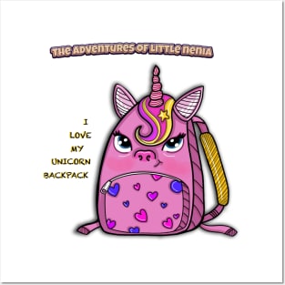 Unicorn Backpack - The Adventures of Little Nenia Posters and Art